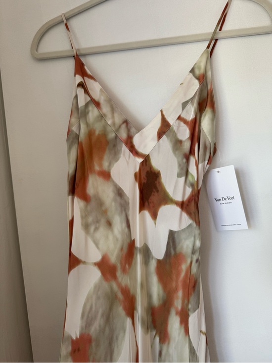 Jen's Pirate Booty Dresses & Skirts - Silky Watercolor Slip Dress in Rust & Sage